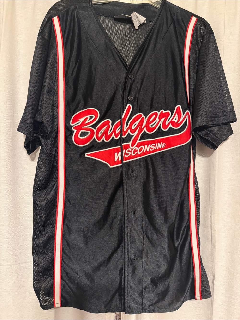 Wisconsin Badgers Black and Red Baseball Jersey